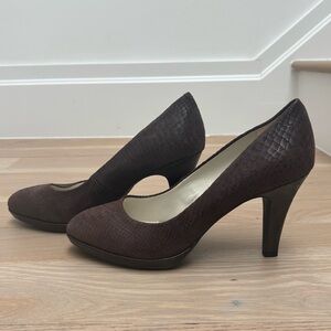 Anne Klein Dark Brown Textured Pumps